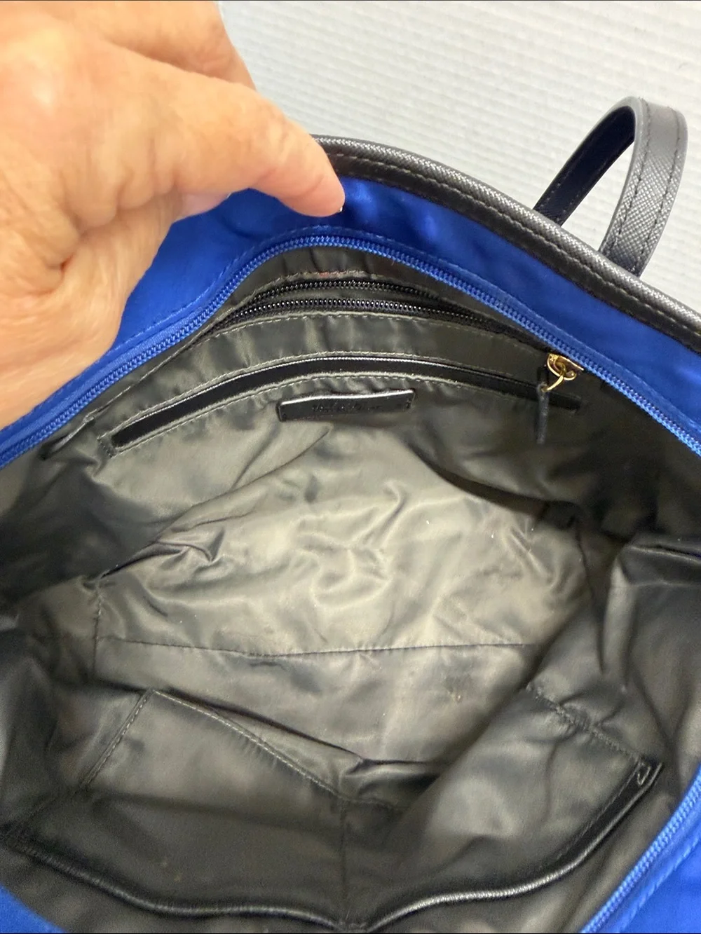Michael Kors Royal Blue Nylon Tote with Black Trim & Gold Accent